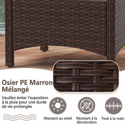 Ensemble de 2 poufs de jardin en rotin gris avec coussins