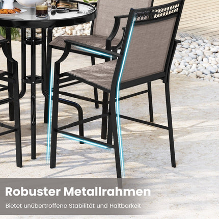 2er-Set Outdoor Barhocker, schnell trocknender Stoff, 63 cm