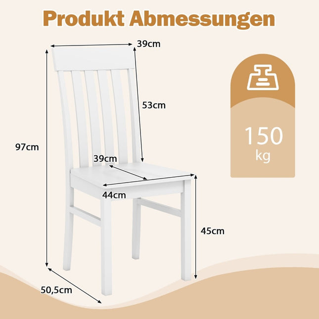 Ensemble de 2 chaises de salle à manger blanches sans accoudoirs, design ergonomique