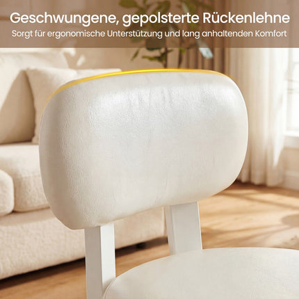 2er Set weiße Kunstleder-Barhocker mit Rückenlehne, 150kg Tragkraft