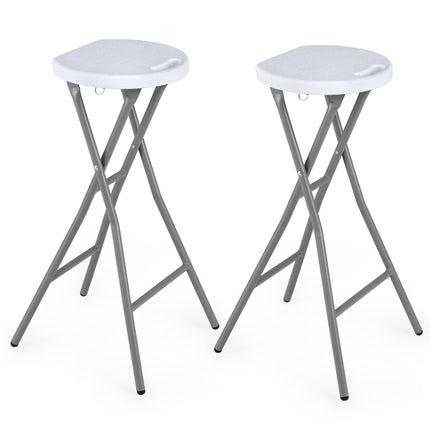 Lot de 2 tabourets de bar pliants blancs avec assise en PEHD, 70 cm
