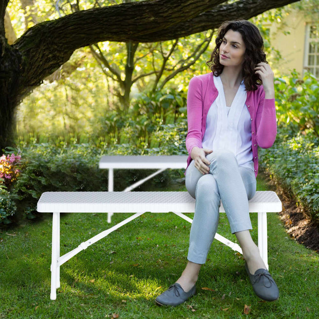 Ensemble de 2 bancs de pique-nique blancs
