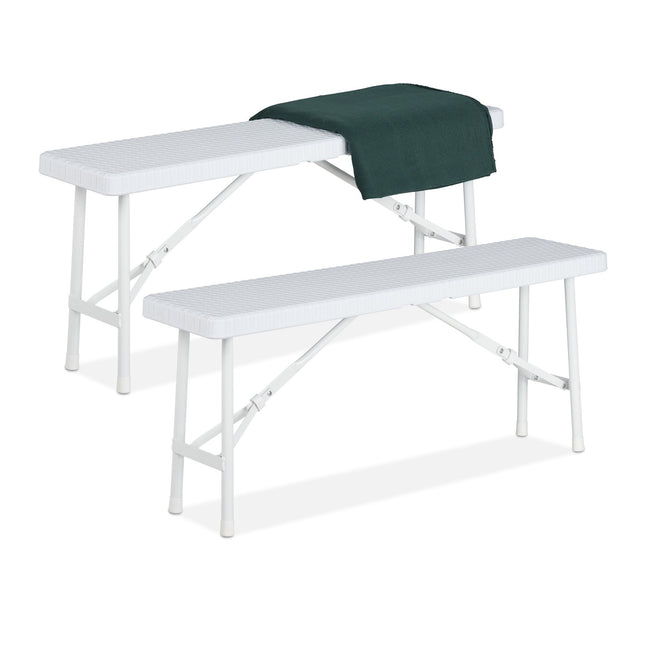 Ensemble de 2 bancs de pique-nique blancs