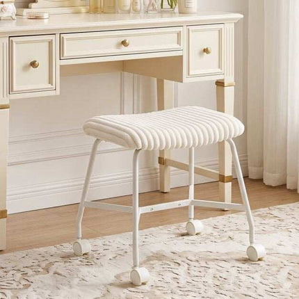 Ensemble de 2 tabourets de bar à roulettes blancs rembourrés
