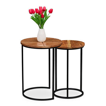 Ensemble de 2 tables en acacia