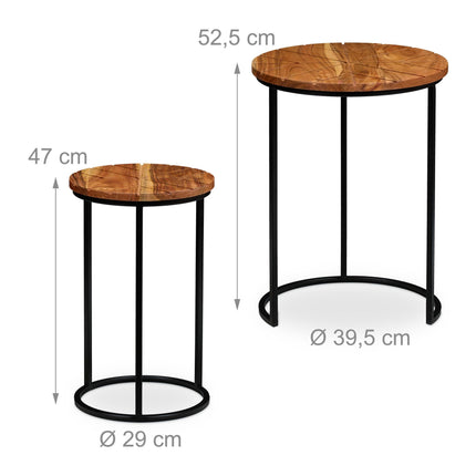 Ensemble de 2 tables en acacia