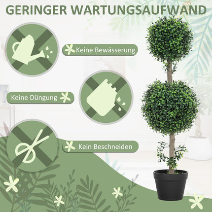 2er-Set Kunstpflanzen, künstliche Buchsbäume, UV-geschützt, mit Topf, grün