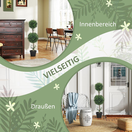 2er-Set Kunstpflanzen, künstliche Buchsbäume, UV-geschützt, mit Topf, grün
