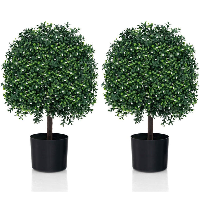 Lot de 2 arbres topiaires artificiels en forme de boule avec feuilles et fruits protégés contre les UV