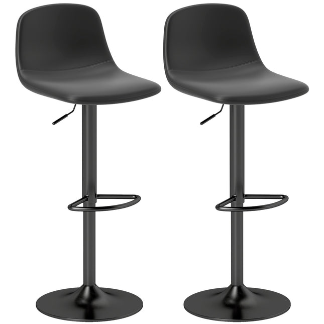 Verstellbare Barhocker aus Kunstleder, 2er-Set, drehbar, Schwarz