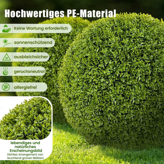 Lot de 2 boules de buis, boules de buis de 39 cm, plantes boules décoratives résistantes aux UV pour la maison