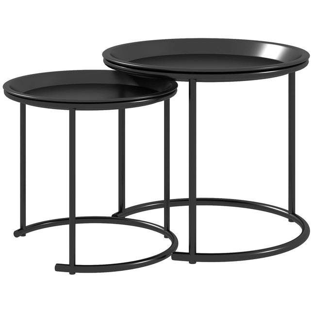 Runder Couchtisch, stapelbar, Stahl, Ø43/35 cm, Schwarz