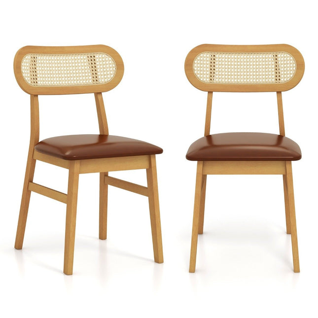 2er Set Esszimmerstuhl Holz Holzstühle mit gepolsterter Sitzfläche braun