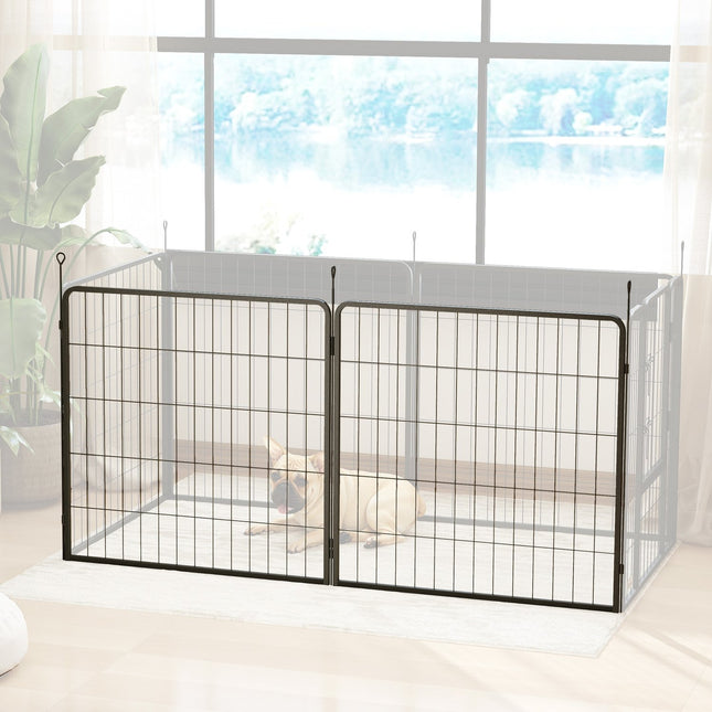 Lot de 2 rallonges 2 panneaux de clôture pour chiens pour enclos extérieurs, clôture pour chiots en acier 80 x 80 cm, pour chiens de petite et moyenne taille noir Aosom