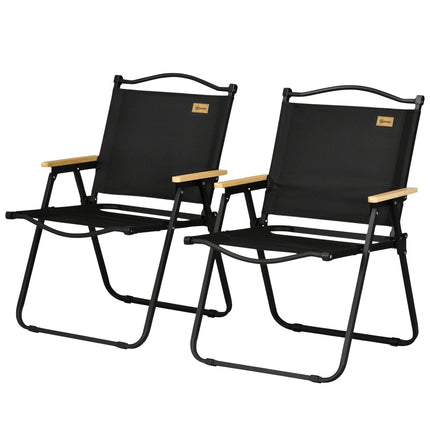 2er-Set klappbare Campingstühle, Gestell aus schwarzem Stahl