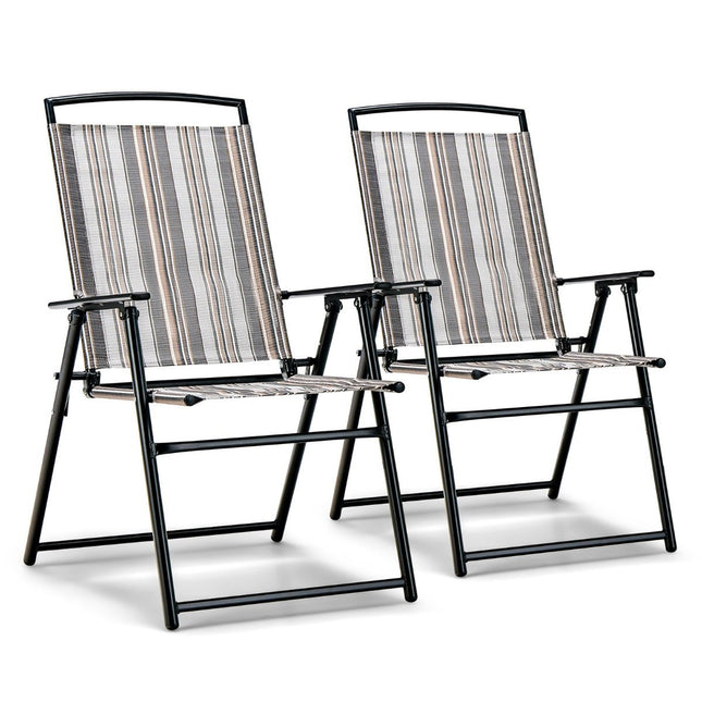 Lot de 2 chaises de jardin chaises pliantes avec accoudoirs 51 x 61,5 x 92 cm gris
