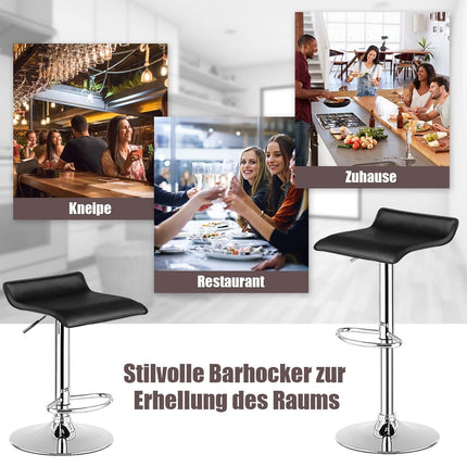 Ensemble de 2 tabourets de bar réglables en hauteur avec dossier &amp; Repose-pieds chaise pivotante 360° noir