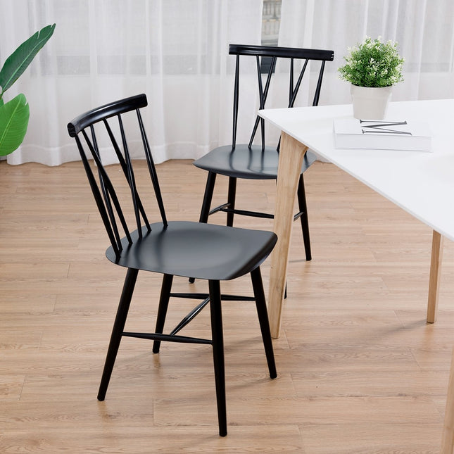 2er-Set Esszimmerstühle aus Metall mit 43,5 cm Sitzhöhe, X-förmige Rückenlehne, 2er-Pack industrielle Trattoria-Stühle