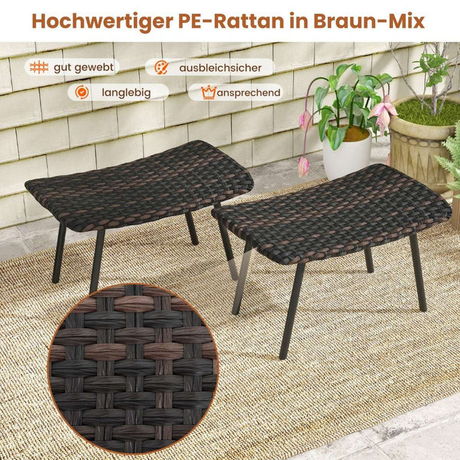 Ensemble de 2 repose-pieds en rotin avec rembourrage en mousse à séchage rapide