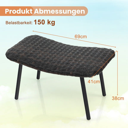 2er-Set Rattan-Fußhocker mit schnelltrocknender Schaumstoffpolsterung