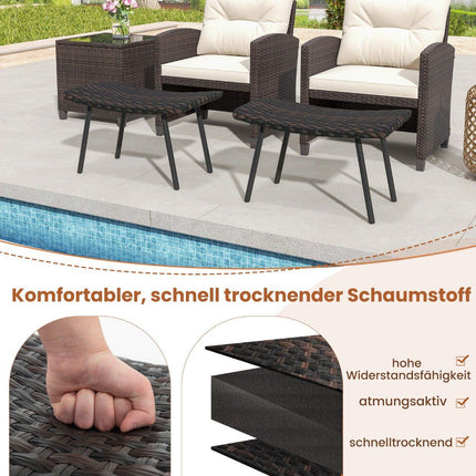 2er-Set Rattan-Fußhocker mit schnelltrocknender Schaumstoffpolsterung