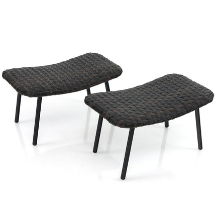 2er-Set Rattan-Fußhocker mit schnelltrocknender Schaumstoffpolsterung