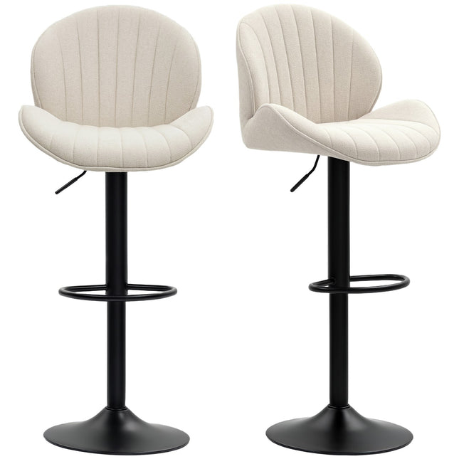Verstellbare Barhocker Shell, 2er-Set, beiges Stahlgestell
