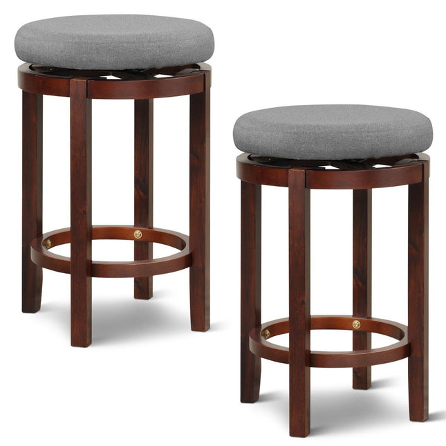 2er Set Hocker in Thekenhöhe 66 cm hoch drehbarer Barhocker 42 x 42 x 66 cm grau und braun