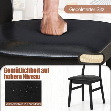2er-Set Esszimmerstühle aus Holz mit schwarz gepolstertem Sitz