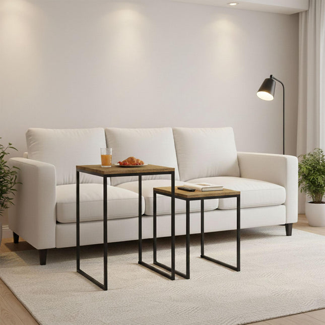 2er-Set Couchtische in Holzoptik