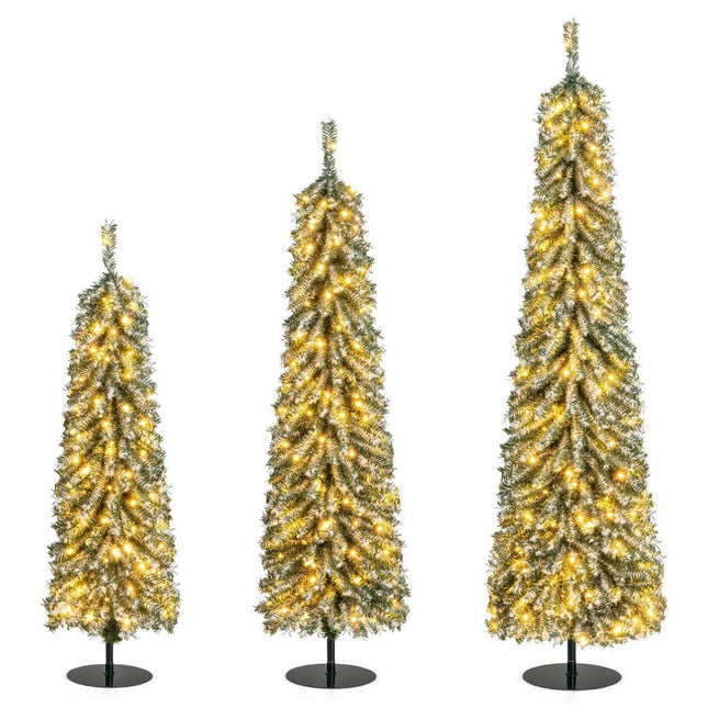Lot de 3 sapins de Noël artificiels en forme de crayon, 120 + 150 + 180 cm, pour la maison et le bureau