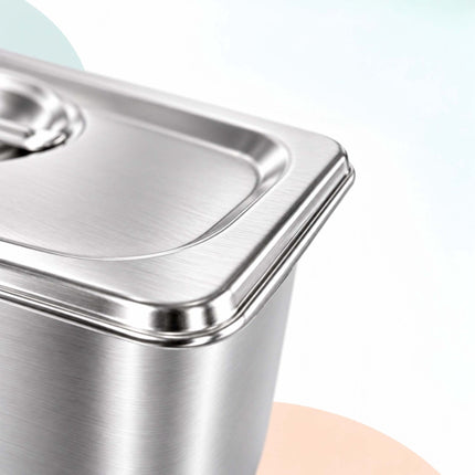 Set of 3 GN 1/4 Gastronorm Trays with Lids, 6.5 cm Deep, Stainless Steel