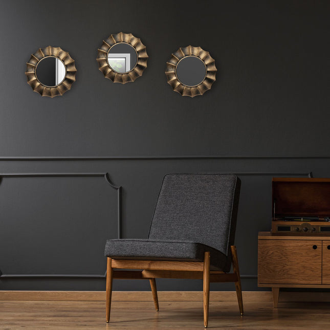 Ensemble de 3 miroirs muraux décoratifs dorés