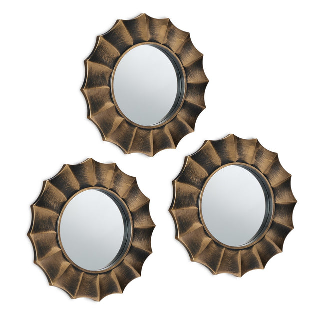 Ensemble de 3 miroirs muraux décoratifs dorés