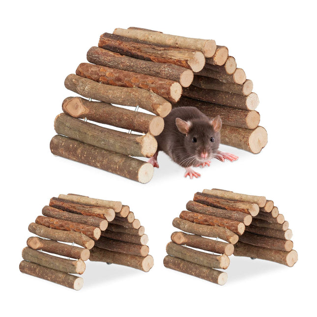 Lot de 3 ponts pour rongeurs en bois 10 x 22 cm