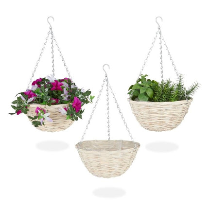 3er-Set kleiner Rattan-Hängekörbe