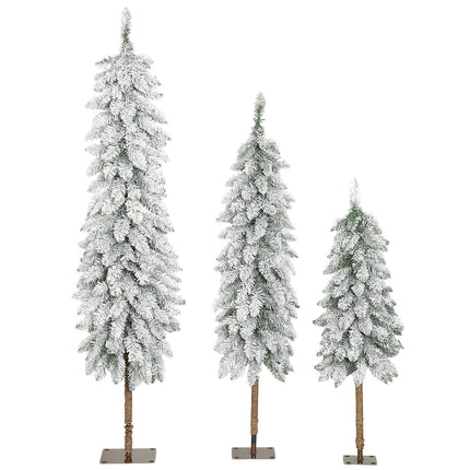 Lot de 3 sapins de Noël artificiels enneigés, 3 tailles, ignifuges