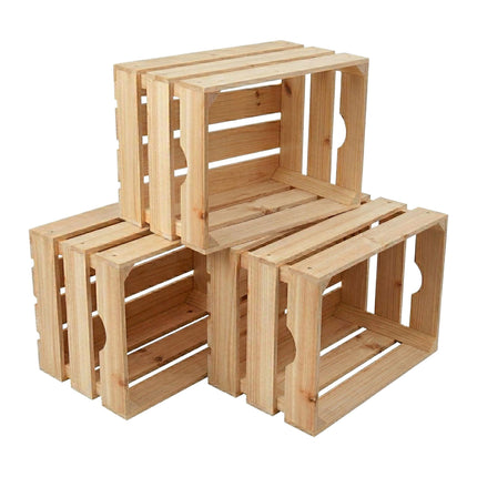 3er-Set stapelbarer Kiefernholzkisten, 25x40x30 cm