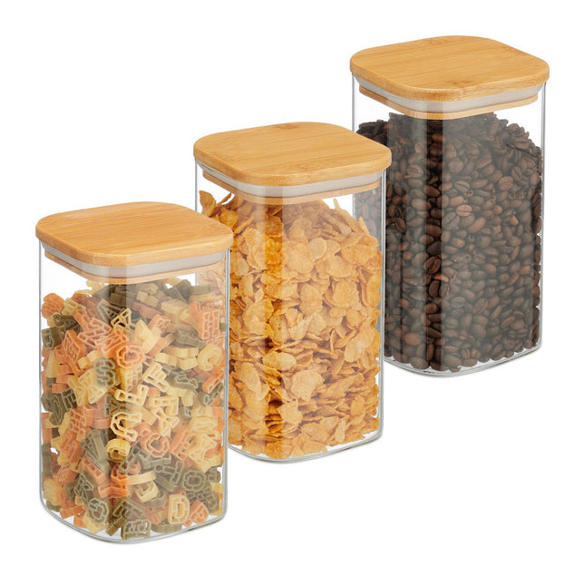 Lot de 3 bocaux de conservation avec couvercles 1200 ml