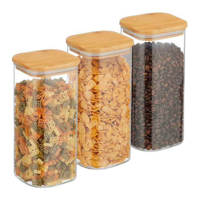 Lot de 3 bocaux de conservation avec couvercles 1500 ml