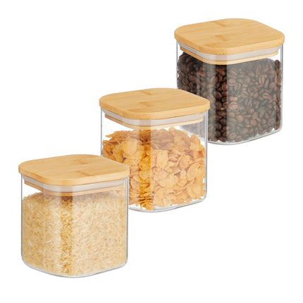 Lot de 3 bocaux de conservation avec couvercles 600 ml