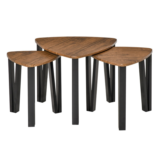 Kaffeetisch-Set, verschachtelbar, Natur-MDF und schwarze Oberfläche