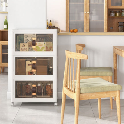 Lot de 3 boîtes de rangement empilables avec couvercles et portes, pliables 44,5 x 30 x 77,5 cm