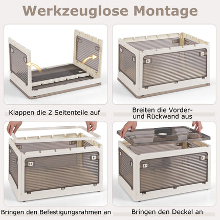 3er-Set Aufbewahrungsboxen mit Deckel auf Rädern. Faltbare Stapelboxen, von 5 Seiten zugänglich. 132 Liter