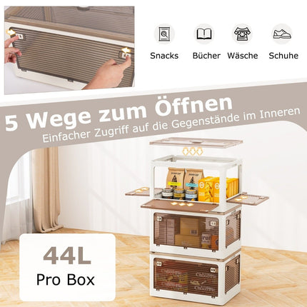 3er-Set Aufbewahrungsboxen mit Deckel auf Rädern. Faltbare Stapelboxen, von 5 Seiten zugänglich. 132 Liter