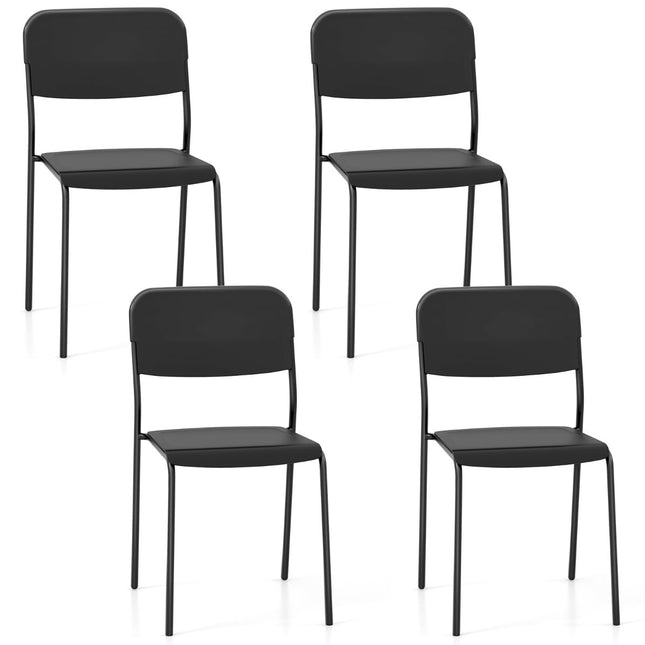 Ensemble de 4 chaises de salle à manger empilables noires avec pieds en métal