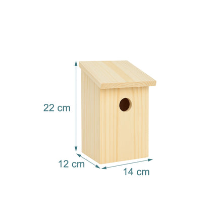 4er-Set Vogelnistkästen aus Tanne mit aufklappbarem Dach