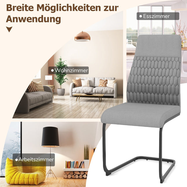 Ensemble de 4 chaises de salle à manger grises sans accoudoirs et à dossier haut