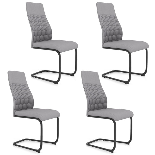 Ensemble de 4 chaises de salle à manger grises sans accoudoirs et à dossier haut