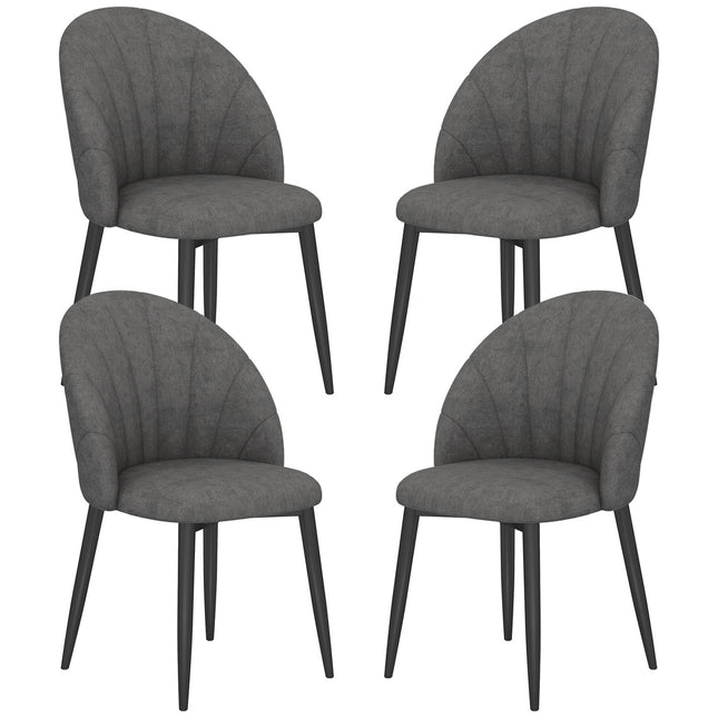 Lot de 4 chaises de salle à manger ergonomiques en velours, gris foncé